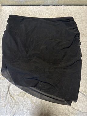 Women’s Black Mesh Overlay Skirt